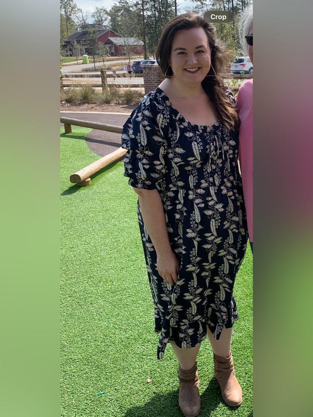 Terra & Sky Navy Midi Dress with Cream Floral Print
